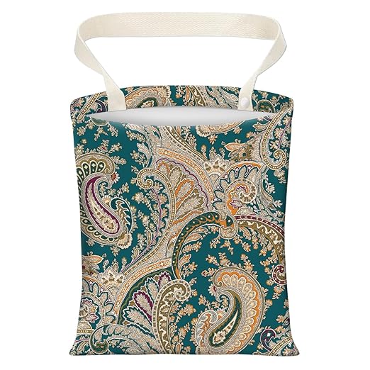 Cute Car Trash Can, Hanging Canvas Car Back Seat Organizer and Storage Bag, Funny Car Trash Bag For Travelling, Outdoor Luxury Boho Paisley Flower