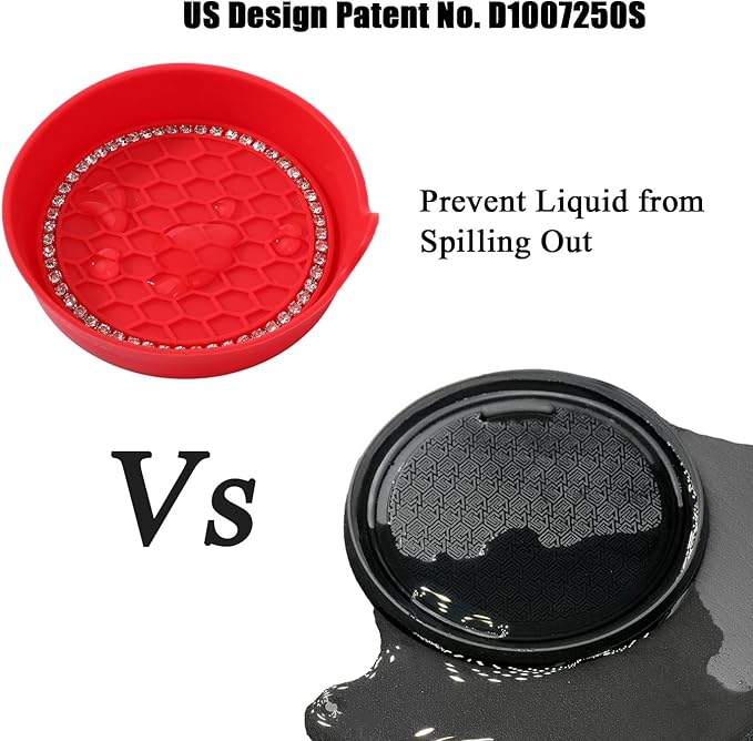 Amooca Car Cup Coaster Universal Non-Slip Cup Holders Bling Crystal Rhinestone Car Interior Accessories 4 Pack Red