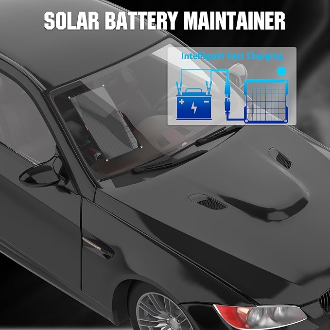 OYMSAE 12V Solar Battery Charger ,5W Waterproof Solar Battery Maintainer,Portable Solar Panel Charger with Upgraded Controller for Car, Motorcycle, Boat, Marine, RV, Trailer, Tractor,Truck, etc