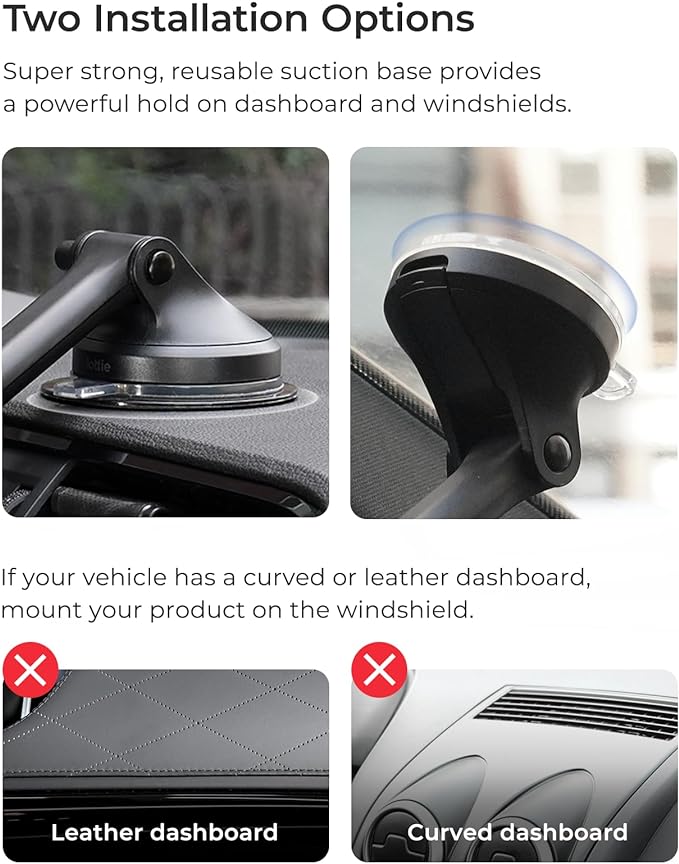 iOttie Velox Qi2 Mini 15W Wireless Charger Car Mount - Dash & Windshield Car Phone Holder - MagSafe Compatible iPhone Mount for Qi2 Smartphones (iPhone 12, 13, 14, 15, and 16) - Car Charger Included
