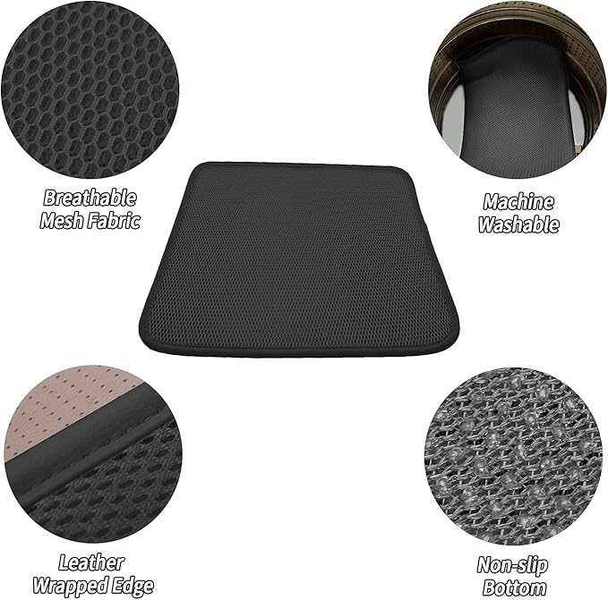 Car Seat Cushion for Driving, Summer 3D Breathable Mesh Car Seat Cooling Pad - for Truck, Office Chair,Wheelchair (Black 1 Pcs)