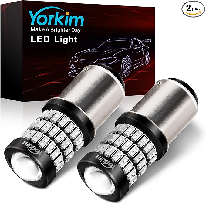 Yorkim Bright 1157 LED Bulbs Red, 1157 Brake Light Bulb, 9-30V 1157 2057 2357 7528 BAY15D LED Bulb with Projector Replacement for Back Up Reverse Lights or Tail Lights - Red