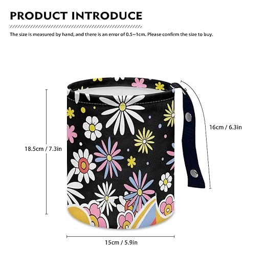 Cute Hippie Flower Car Trash Can - Multi-Purpose, Waterproof, Leak-Resistant, Easy to Clean, Car Interior Decoration