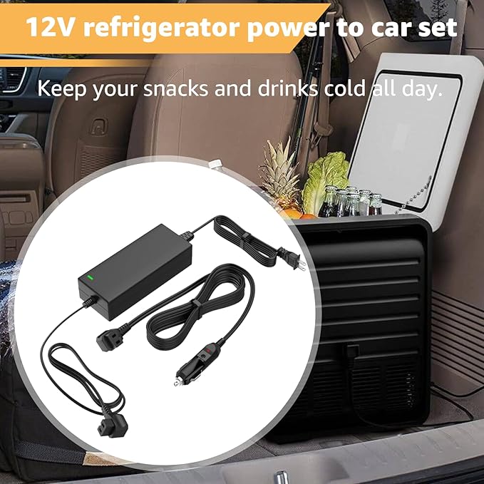 Power Cord Compatible with Alpicool, Bodega, Euhomy, BougeRV, ARB, ICECO, Setpower, JoyTutus, Cooler Power Cord for Most AC/DC Adapter Car Refrigerators 