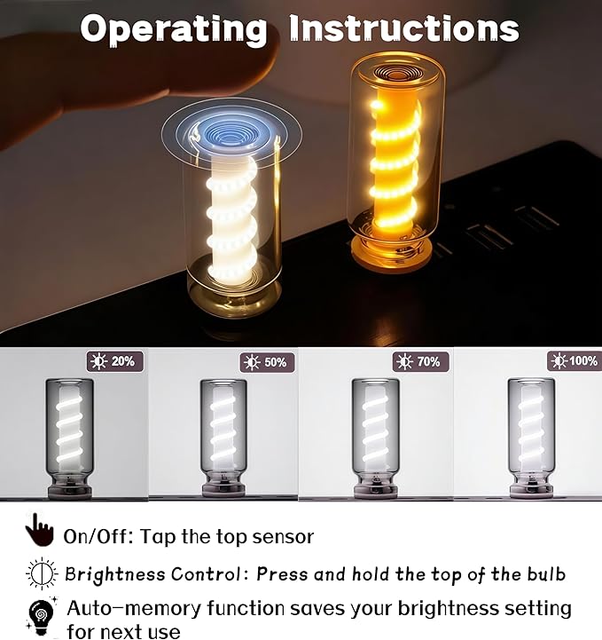 2 PCS USB Car Interior Lights, Touch Dimmable, Mini Retro Glass Bottle Design Suitable for Cars, Bedrooms, Corridors and Camping (White)