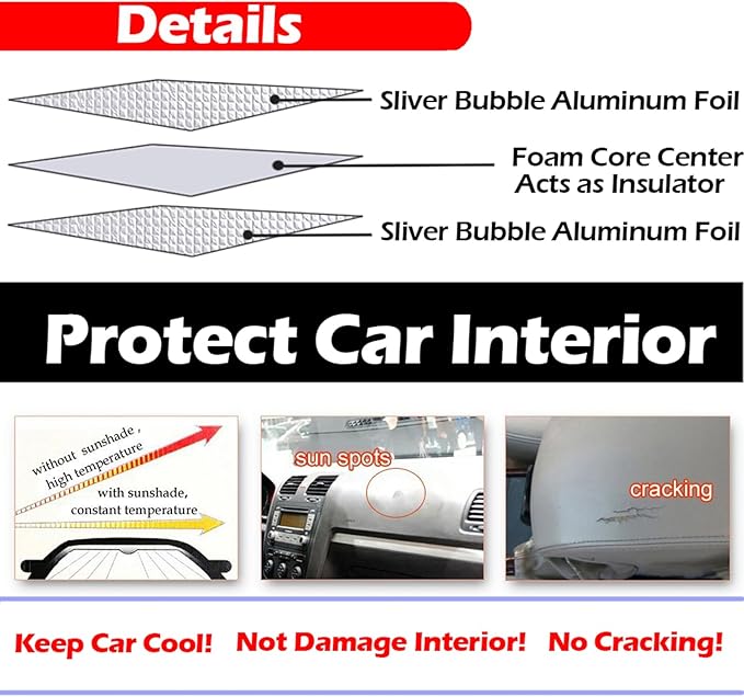 Big Hippo Car Windshield Sun Shade-Jumbo/Standard Car Window Shades Keeps Vehicle Cool-Front UV Ray Protector Sunshade-Easy to Use Sun Shade-Silver(55.16"X 27.5")