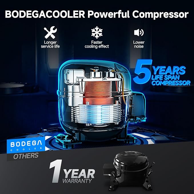 BODEGACOOLER 12 Volt Car Refrigerator, 100 Quart Portable Freezer, Car Fridge Dual Zone WIFI APP Control, -4℉-68℉ Cooler, 12/24V DC and 100-240V AC, for Travel, Camping, Outdoor,RV, black