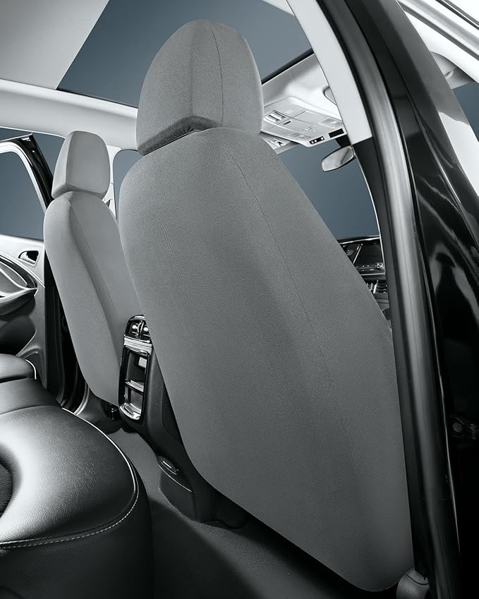 Road Comforts Car Seat Covers for Front Seat, Low Back Heavy Duty Breathable Flax Seat Protector, Airbag, Not Seat Belt Compatible, Washable Seat Cover Fits for Most Cars, Trucks, SUVs, Vans Gray