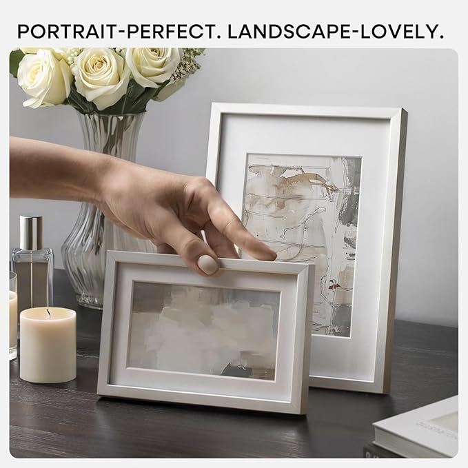 Homeforia 20x28 Picture Frame Silver, High End Metal 20 x 28 Poster Frame with Mat 14 x 22 for Photo, 20x28 Silver Frames Matted to 14x22 Print, 28x20 Hanging Frame, Tempered Glass, Wall Kit, Set of 1