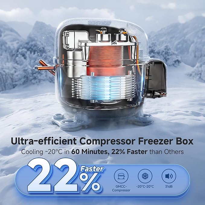 BODEGACOOLER 12 volt Car Refrigerator - Portable Freezer IPX4 Waterproof Car Fridge 42QT Electric Cooler Ultra-Quiet for Truck Van Camping Travel 12/24V DC 110~240 Volt AC,-4โ~68โ