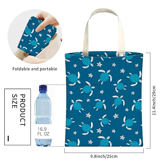 Cute Car Trash Can, Hanging Canvas Car Back Seat Organizer and Storage Bag, Funny Car Trash Bag For Travelling, Outdoor Cute Blue Sea Turtle