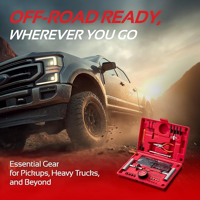 CTR Heavy Duty Tire Plug Kit - 68pcs All-in-One Universal Tire Repair Kit with Plugs, Professional Tools for Tubeless Tyre Flats for Cars, Truck, RV, SUV, ATV, Motorcycle, Tractor, Trailer - GE0001