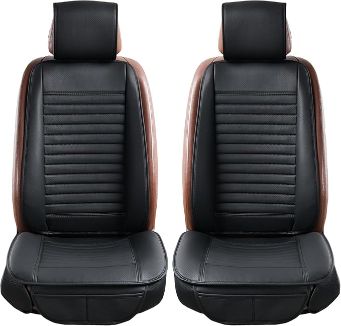 Universal Leather Car Seat Covers Full Set, Car Seat Cushion Covers Protector for Cars SUV Pick-up Truck Van Interior Accessories(Black)