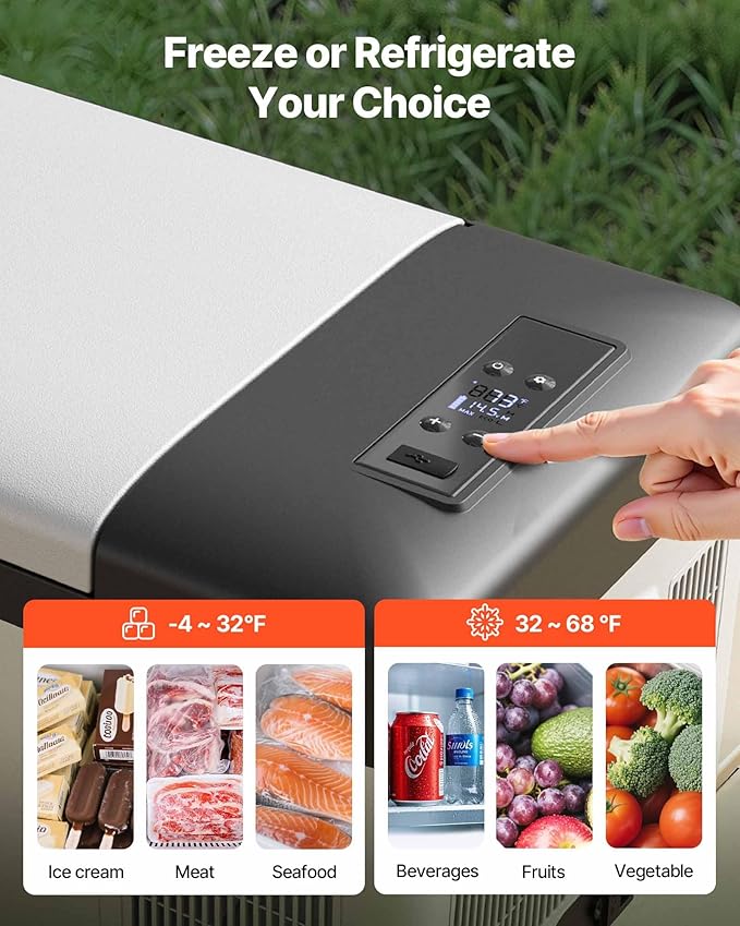 VEVOR 12 Volt Refrigerator 16 Qt, Gre,Portable Mini Car Fridge with -4℉-68℉ Cooling Range & App Control 12/24V DC & 110-240V AC Electric Compressor Cooler for Truck Vehicle RV Boat Outdoor & Home Use