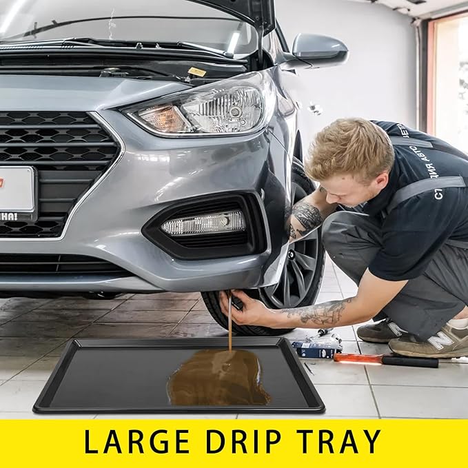 3 Pcs Extra Large Oil Drip Pan, 35.4×24×1.6Inches Oil Drain Pan for Under Car,Plastic Oil Drip Tray for Garage, Fridges, Washing Machines, Cat Litter Box,Keeps Floors Safe & Clean