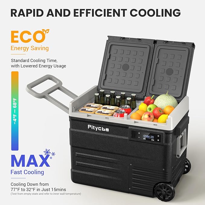 Car Refrigerator 12v Portable Fridge for Car, Auto 56 Quart Dual Zone Freezer Compressor Cooler, -4℉—68℉ 12/24V DC 100~240 Volt AC for Truck, Camping, Travel, Vehicles, RV