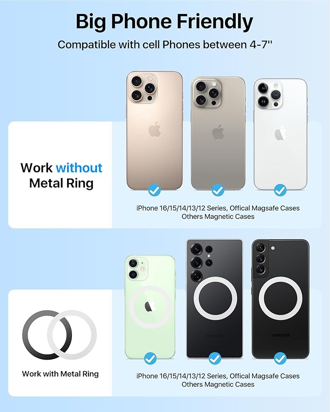 【True Military-Grade】andobil 3 in1 Magnetic Phone Holder for Car Dashboard Windshield Vent 【Upgrade Suction & Strongest Magnet】Retractable for MagSafe Car Mount for iPhone 16 15 14 13 Pro Max Sumsung