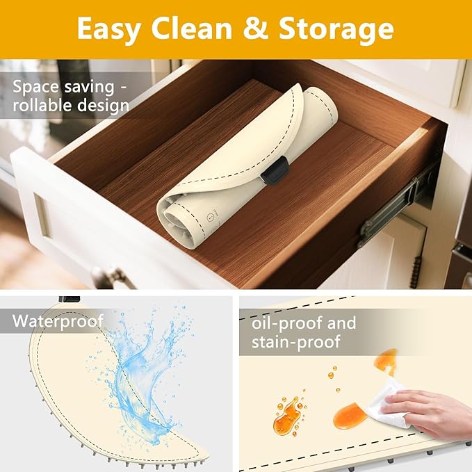 Warming Mat for Food,Temperature Adjustable Food Warmers for Parties Buffet with Timer,Silicone Food Warming Trays with Heat Proof Base,Roll Up Food Heating Mat for Home & Travel(Beige)