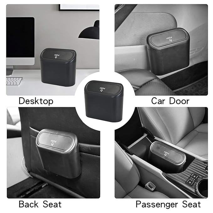 CZWL&HG 2 Pack Mini Car Trash Can with Lid & with 40 Pcs Bags - Waterproof Vehicle Garbage Can for Door/Seat/Home, Odorless Portable Travel Trash Bin