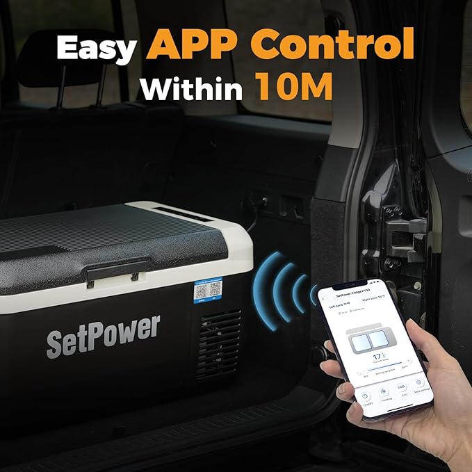 Setpower PT30 12V Refrigerator Dual Zone 32 Quart Car Refrigerator 12V Portable Fridge Electric Cooler for Vehicles SUV Van RV Truck Car Camping Road Travel