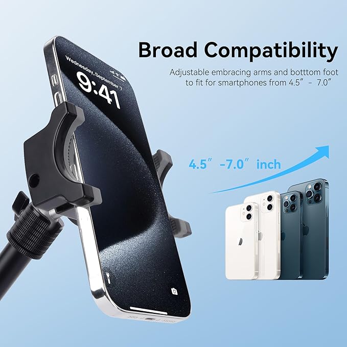 Suction Cup Car Phone Mount, 360°Rotating Car Phone Holder Video Recording, Universal Ball Head Arm for Cellphone Car Holder, Heavy Duty Car Phone Mount for Dashboard, Windshield-SJ003 (Extended)