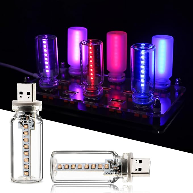 2PCS USB Lights for Car, Retro LED Car Interior Lamp Ambient Lighting, Universal USB Plug Lights for Cars, bedrooms, Camping, Parties, Clear Glass Bottle Decorative Night Light, Bule Light