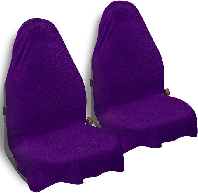 Car Seat Towel Cover, Universal Front Seat Protector for Cars, SUVs and Trucks, Sweat Towel Car Seat Cover for Gym, Yoga, Swimming, Pets and Family Travel, Profound Purple, 2 Pack
