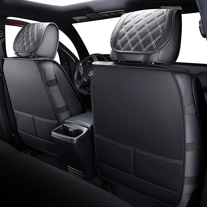 Aierxuan Toyota Tacoma Seat Covers Custom Fit 2005-2025 TRD Sport Nightshade Edition Access Cab Pickup Truck Waterproof Leather Front Car Cushions(2 PCS Front, Black-White)