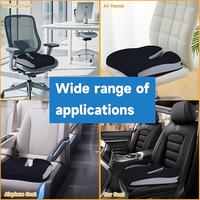 Gel Seat Cushions for Office Chairs Wheelchair Cushion for Long Sitting Back Pain,Memory Foam Seat Car Computer Desk Chair Cushion,Coccyx Cushion for Tailbone Pain Relief Office Chair Butt Pillow