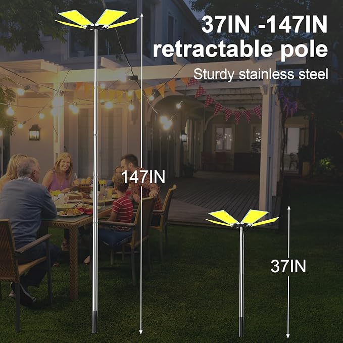 CONPEX Altra LED Telescoping Camping Lights, Portable Led Outdoor Camp Lighting with Remote & Manual Control Stand DC12V Outdoor Camp Light Telescopic Pole Fishing Light at Night