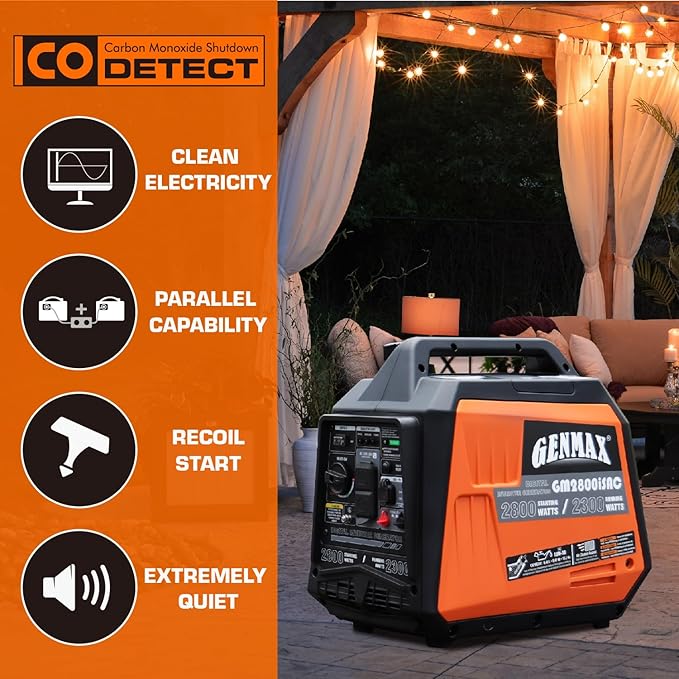 GENMAX Generator,EPA Compliant, Eco-Mode Feature, Ultra Lightweight for Backup Home Use & Camping