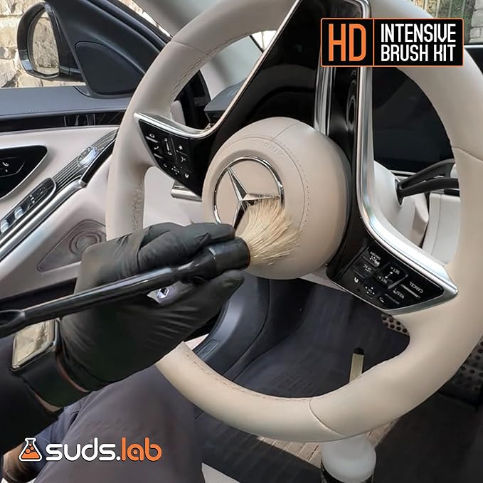 Suds Lab HD Intensive Brush Kit 3 Pack- Premium Boar’s Hair Brushes - Scratch Free Design - Fine Detailing Brushes For Personal And Professional Use