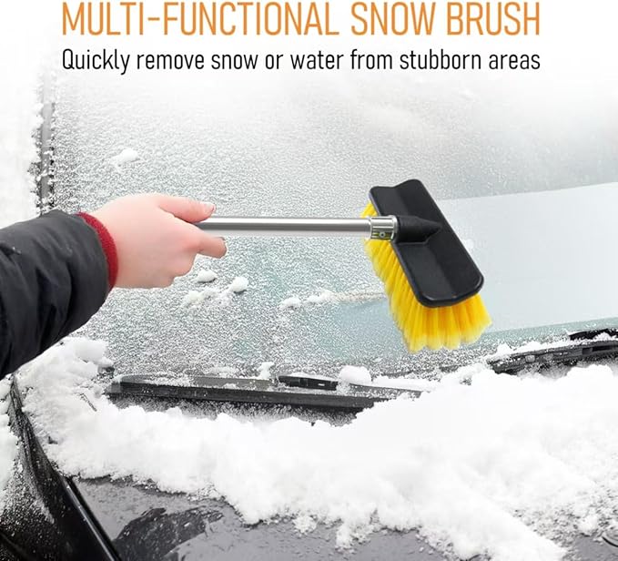 Car Wash Brush with 55" Long Handle | Car Wash 10" Dip Soft Brush | No Scratch Soft Bristle Brush for Car, RV, Boat, Solar Panel, House Siding, Snow, Floors Washing