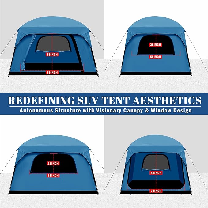 SUV Tent, Dual Mode (Party & Privacy), Heavy-Duty Oxford Fabric, Sturdy Metal Frame, Quick Connect Setup for SUV/Jeep/Truck with Cap, All-Season Waterproof Camping Shelter