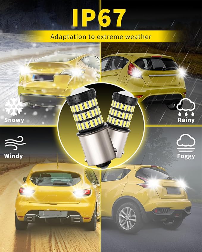 1156 1141 1003 7506 BA15S LED Bulbs Xenon White, Super Bright 60 SMD Chips for Car Truck Backup Reverse Light Tail Break Turn Signal Light(Pack of 2)