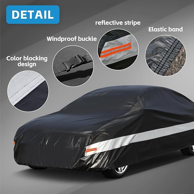 10 Layers Car Cover Waterproof All Weather for Coupe Hatchback, Outdoor Car Covers Custom Fit for Audi TT, BMW Z4, Crossfire,Toyota 86, Porsche 718 Cayman Boxster, Subaru BRZ, Ford Focus,etc