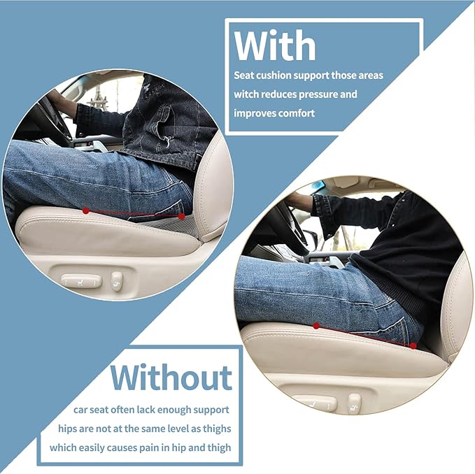 Car Seat Cushion, Memory Foam Seat Pad for Sciatica and Lower Back Pain Relief, Seat Cushion for Car Seat Driver (Gray)