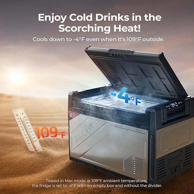 BougeRV 12 Volt Portable Refrigerator, 55 Quart Rocky V2.0 Dual Zone Car Fridge Freezer with APP Control, Compressor Cooler 12/24V DC, 110~240V AC for Overlanding, Camping, Travel, RV, Truck