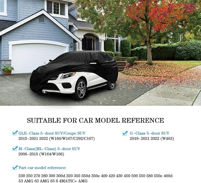 Car Cover Compatible with Mercedes-Benz GLE-Class 2015-2025 SUV Coupe & ML-Class 2006-2015 SUV, Car Cover Waterproof All Weather Outdoor Full Car Covers