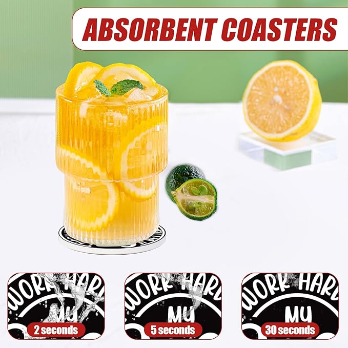 Funny Dog Car Coasters for Cup Holders, Dog Lover Absorbent Ceramic Car Coaster Car Cup Holder Coaster Car Accessories for Women Men (2 Pack)