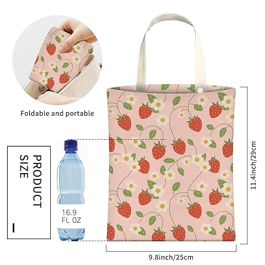 Cute Car Trash Can, Hanging Canvas Car Back Seat Organizer and Storage Bag, Funny Car Trash Bag For Travelling, Outdoor Cute Strawberry Leaf