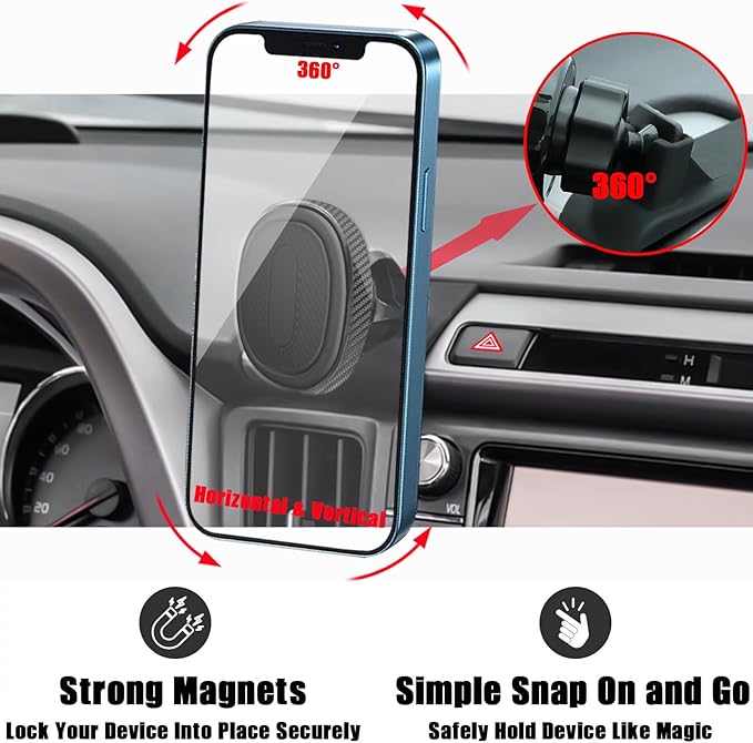 Car Phone Holder, Air Vent Hands Free Adjustable Phone Stand, Auto Cradles Dashboard Mount for Toyota RAV4 2013-2018, Custom Magnetic Navigation Bracket for All Smartphone, for iPhone