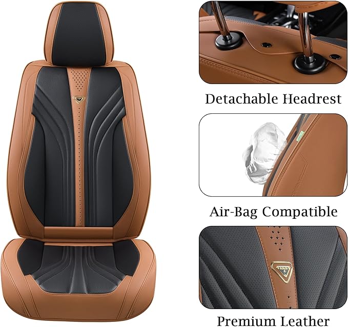 FLORICH Seat CoversFull Set, 5 Seats Universal Seat Covers for Cars, Nappa Leather Auto Seat Protectors, Front and Rear Seat Protector Car Seat Cushions Automotive Vehicle Cover for SUV Pick-up Truck