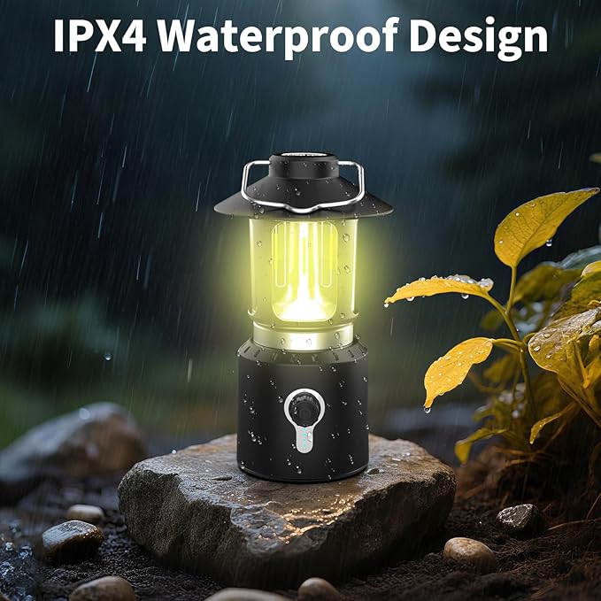LED Camping Lantern Rechargeable, 8000mAh Telescopic Camping Lights with 3 Light Modes, Waterproof & Impact-Resistant Tent Lights, Lantern Flashlight for Power Outages, Emergency, Hiking, Hurricane