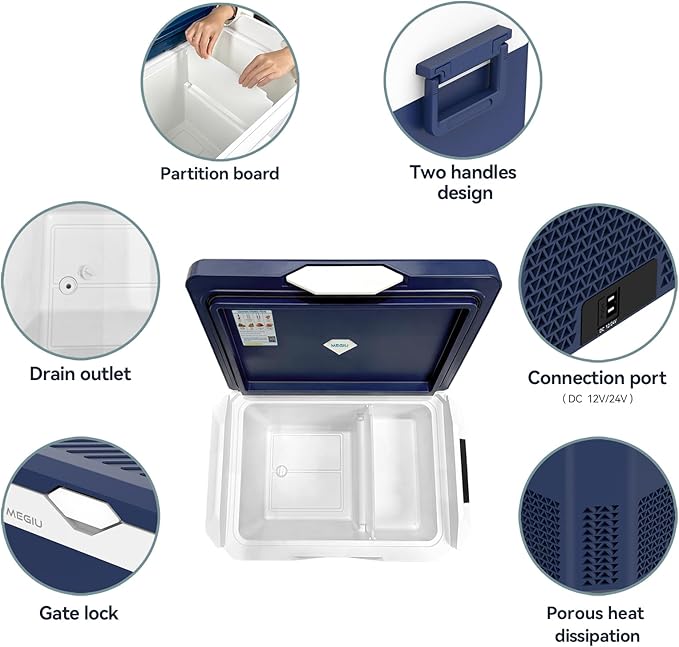 Car Refrigerator Portable 12V Fridge 32 Quart 12 Volt Freezer Compressor Cooler 12V/24V DC 110~240 V AC for Truck Van RV Camper SUV and Home Use