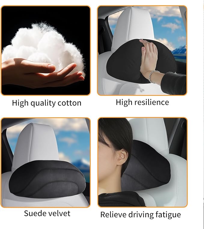 Soft car headrest for Model 3 Y S X Highland Juniper Accessories Complies with The Original OEM Factory Standards No Pressure no Odor Easy to Clean Pain Relief Car Neck Pillow 1pc Black