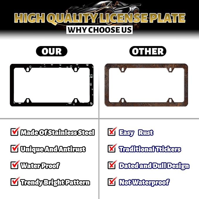 Night Stars License Plate Frame Galaxy Starry Sky License Plate Stainless Steel Funny Accessory Cars Decor for Men Women 12.2 X 6.2 Inch with 4 Holes and Screws Fits Standard Us Ca Vehicles