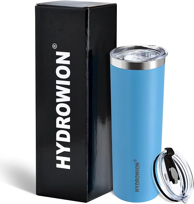 HYDROWION Triple-Insulated Tumblers - Stainless Steel with Lid and Straw, 20 oz Water Bottle, Stainless Steel Cups, Coffee Travel Mug for Home & Office Blue