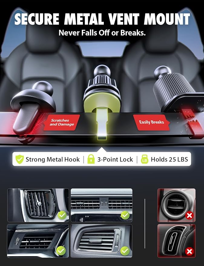 Bracketron MagSafe Car Mount,MagAlign Pro Extend Magnetic Phone Holder for Car Windshield & Dashboard & Vent,360° Vacuum Suction Cup Phone Mount for iPhone 16 Pro Max 15 14 13 12,Car Accessories.