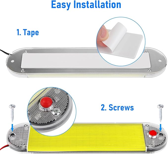 Linkstyle 2PCS 12V LED Interior Light Bar, 12V LED Light Strip with Switch, 108 COB 14W Lamp Beads for Car Truck RV Boat Cabinet Interior Lighting
